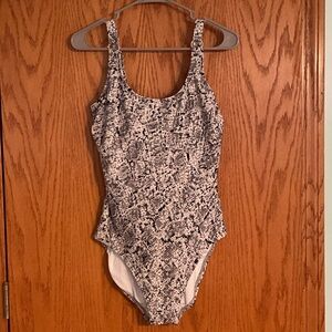 Stylish Black, White & Grey One Piece Swimsuit by Calvin Klein